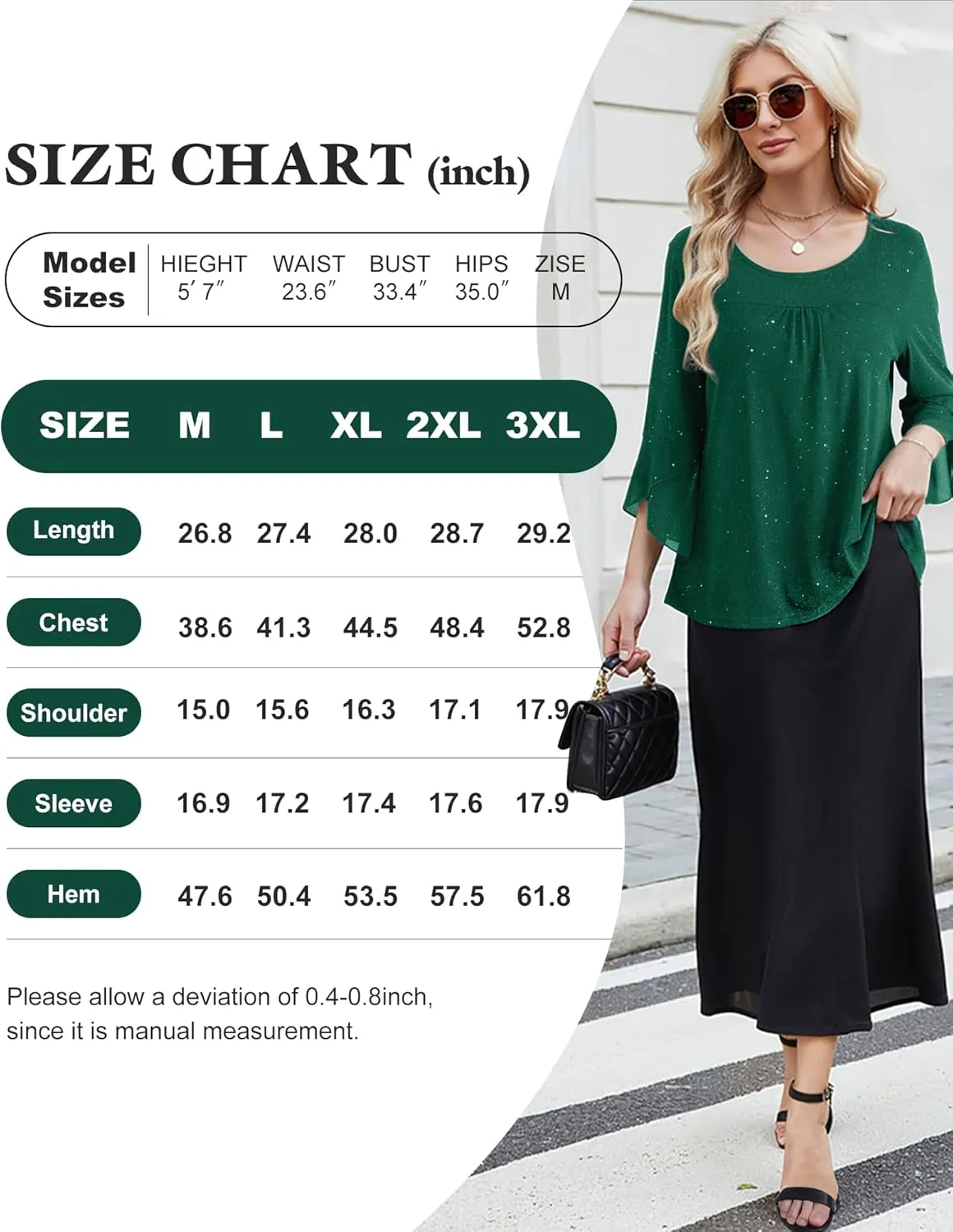 Bebonnie Women's Ruffle 3/4 Sleeve Elegant Dressy Blouses Crew Neck Double Layers Mesh Tunic Tops