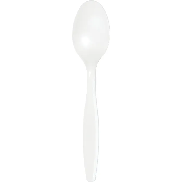 Bulk Pack of 100 White Premium Plastic Spoons