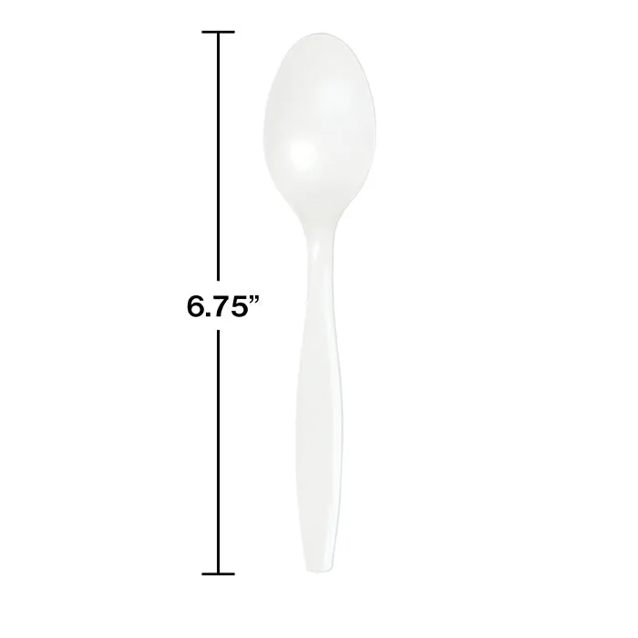 Bulk Pack of 100 White Premium Plastic Spoons