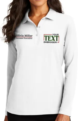Custom Embroidered Long Sleeve Polo Shirt for Women Personalized Embroidery Text Name