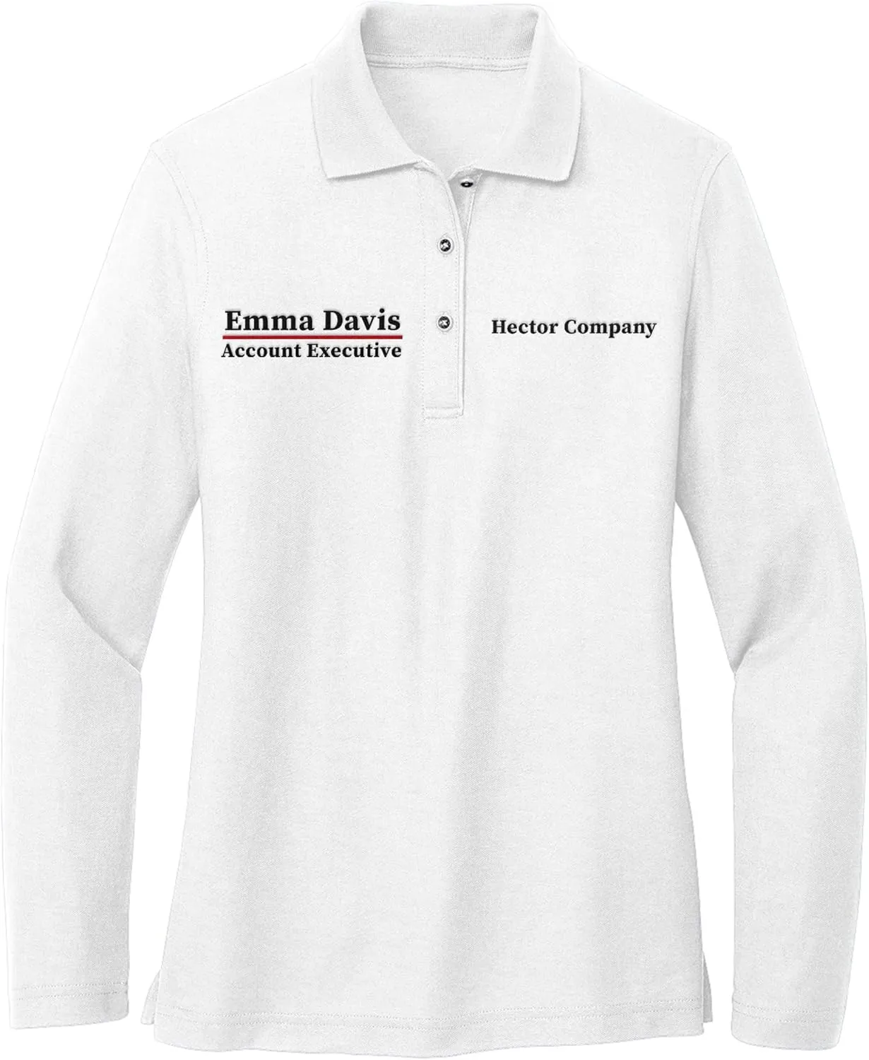 Custom Embroidered Long Sleeve Polo Shirt for Women Personalized Embroidery Text Name