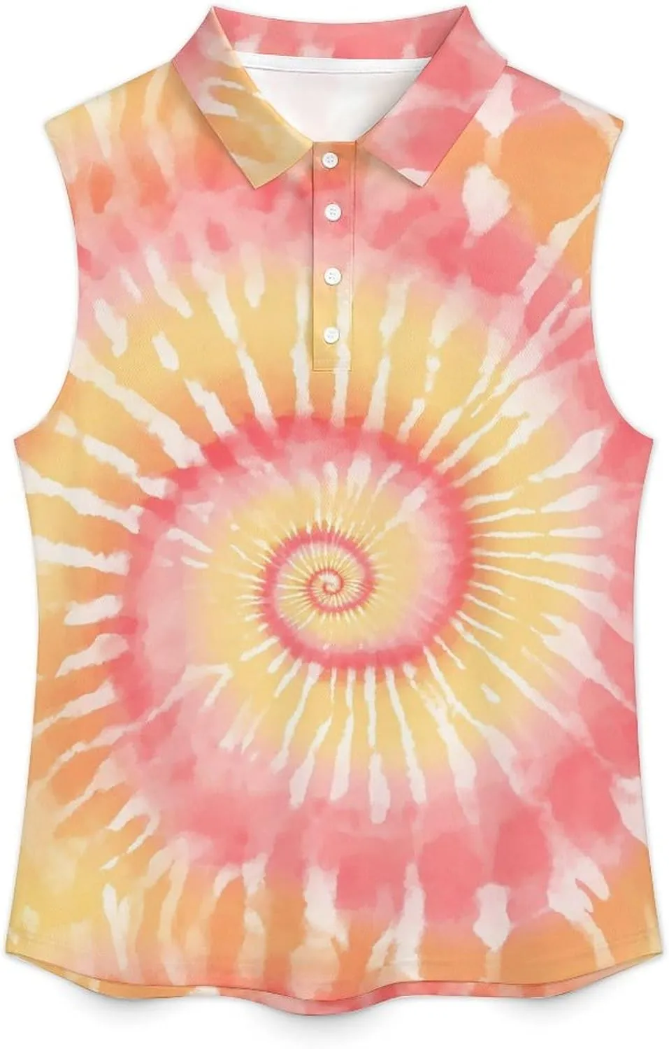 JooMeryer Womens Button Down Golf Polo Shirts Colorful Tie Dye Sleeveless Tank Top XS-4X