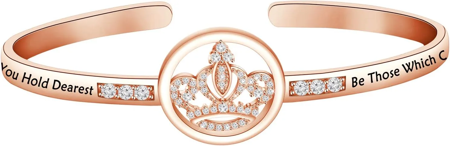 LQRI Quinceanera Gift Sweet 15 Gift Princess Crown Bracelet May the Dreams You Hold Dearest Be Those 15th Birthday Gift