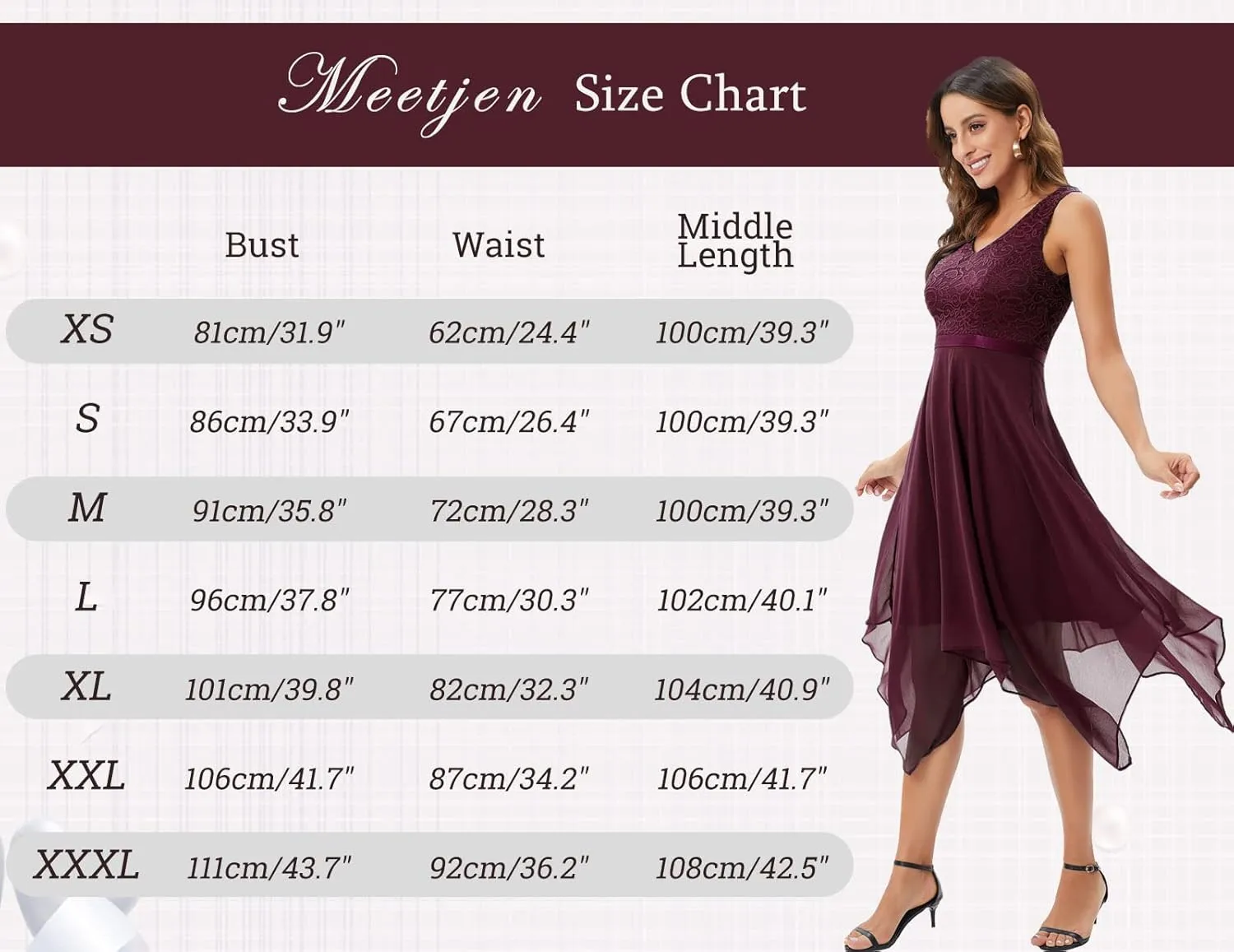 Meetjen Women's Lace Cocktail Party Dress 2025 Handkerchief Hem Bridesmaid Prom Formal Dresses for Wedding Guest