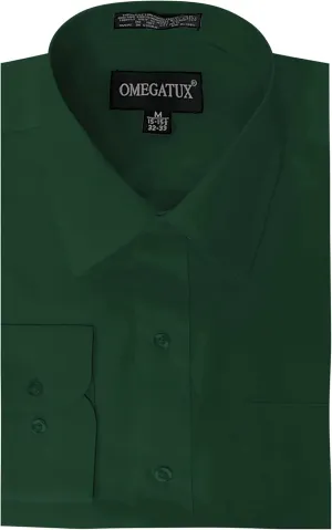 Mens Regular fit Solid Dress Shirts w/Convertible Cuffs