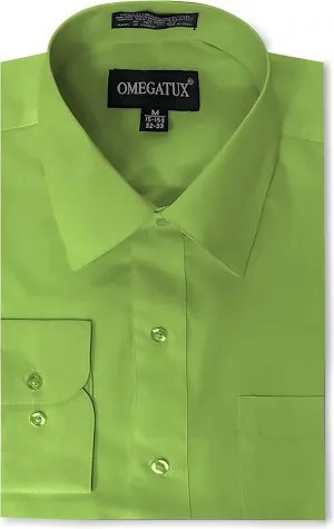Mens Regular fit Solid Dress Shirts w/Convertible Cuffs