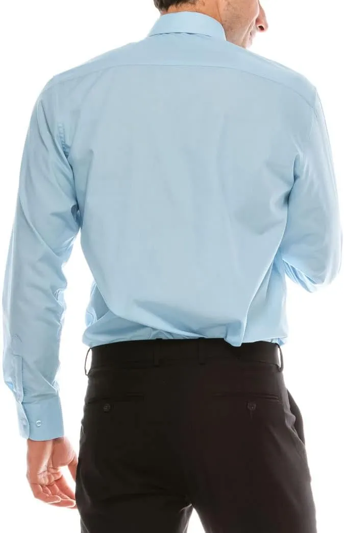Mens Regular fit Solid Dress Shirts w/Convertible Cuffs
