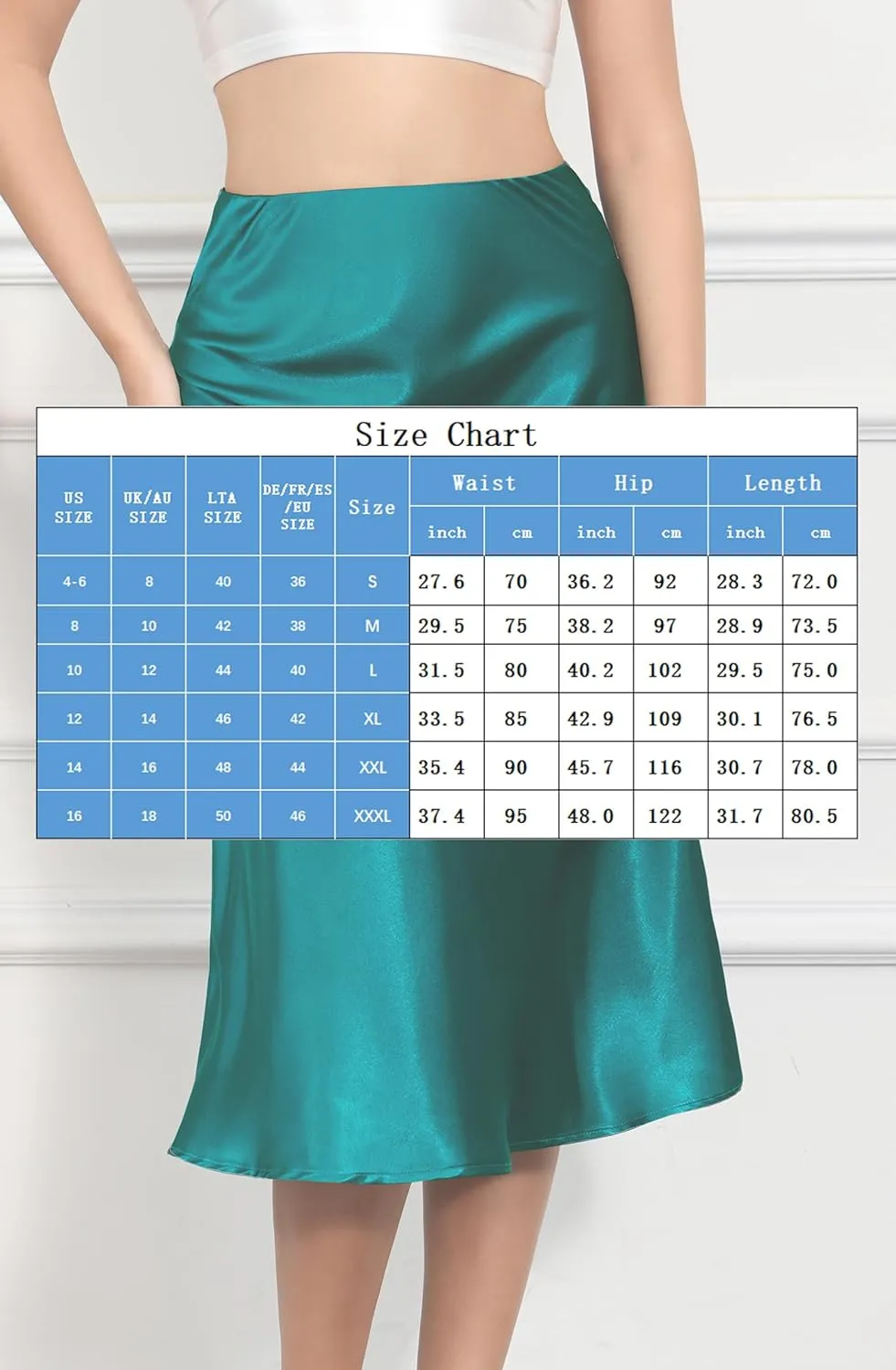 Mist Azur Women Silky Satin Side Split Skirt High Waist Elastic Elegant A Line Midi Skirts for Women