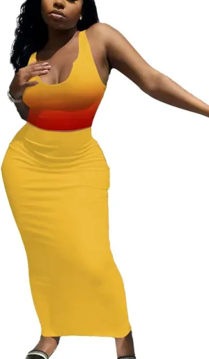 Nimsruc 2 Piece Outfits for Women Sexy Bodycon Skirt Set Summer Casual Matching Sets
