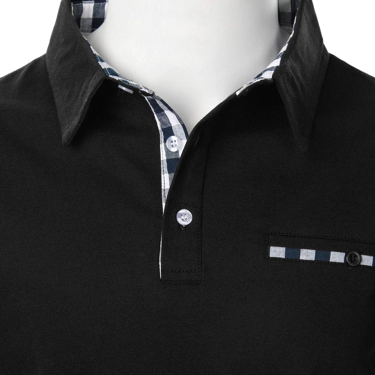 Polo Shirts for Men Short Sleeve Casual Fit Plaid Collar T-Shirts