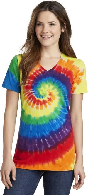 Port & Company Ladies Tie-Dye V-Neck Tee