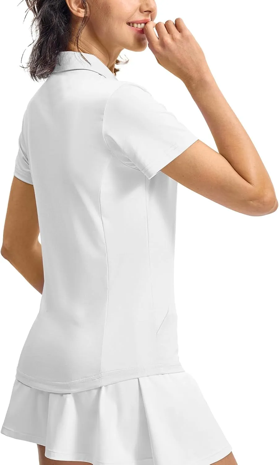 Rdruko Women's Golf Shirts Short Sleeve Polo Tennis V Neck Collared Shirts Dry Fit