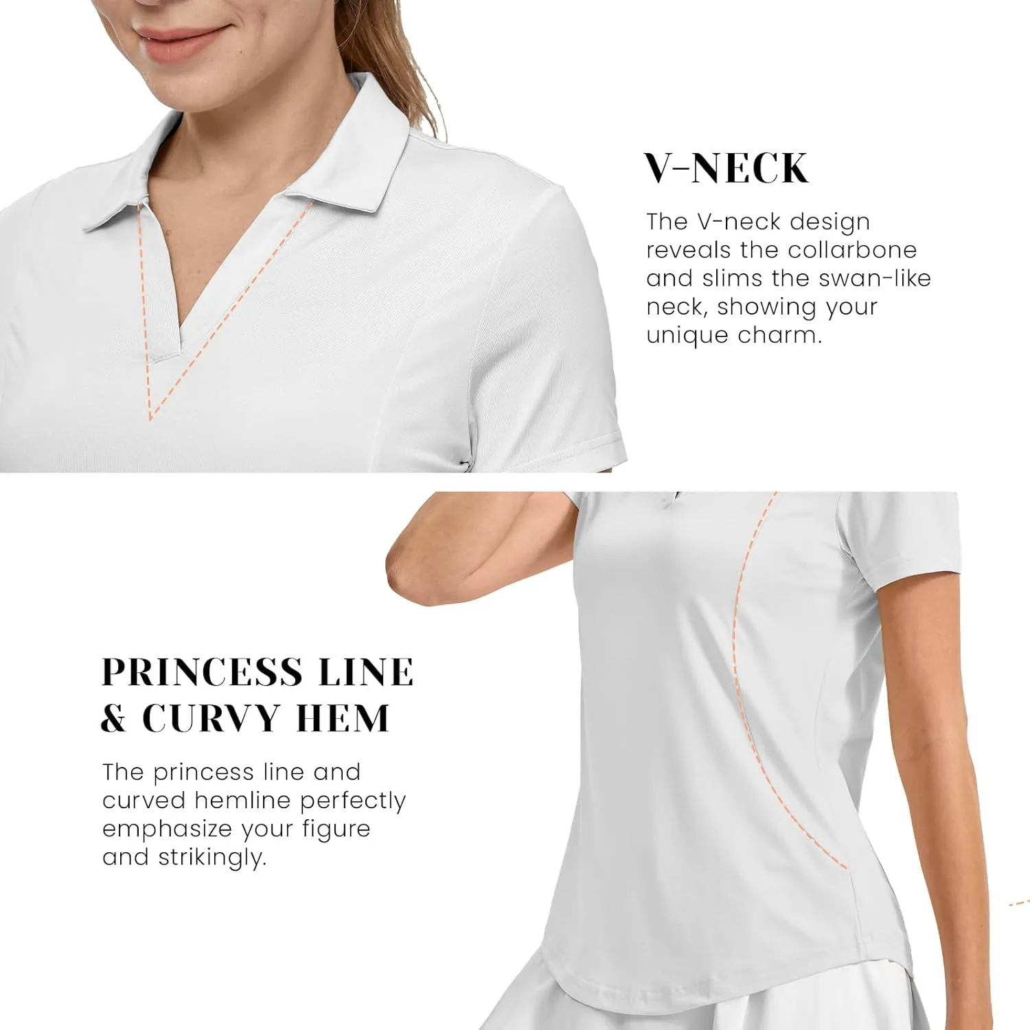Rdruko Women's Golf Shirts Short Sleeve Polo Tennis V Neck Collared Shirts Dry Fit