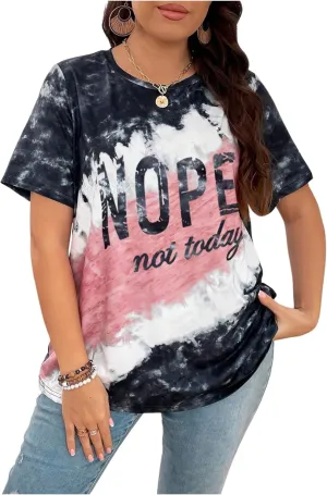 SOLY HUX Women's Plus Size Tie Dye Tops Short Sleeve Graphic T Shirts Crew Neck Summer Tees