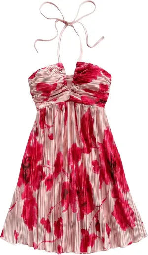 SOLY HUX Women's Tie Dye Cami Dress Halter Backless Sleeveless A Line Short Summer Dresses Sundress