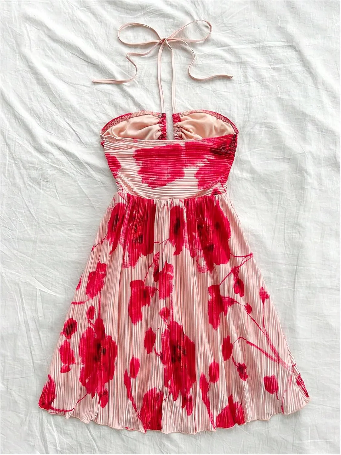 SOLY HUX Women's Tie Dye Cami Dress Halter Backless Sleeveless A Line Short Summer Dresses Sundress