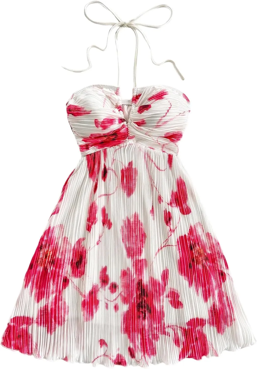 SOLY HUX Women's Tie Dye Cami Dress Halter Backless Sleeveless A Line Short Summer Dresses Sundress