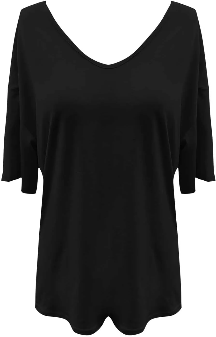 Tranquilm T Shirts, Tranquilm Women's Solid Color V-Neck Casual 2025 Summer Short Sleeve Loose Fit Tees Casual Tops