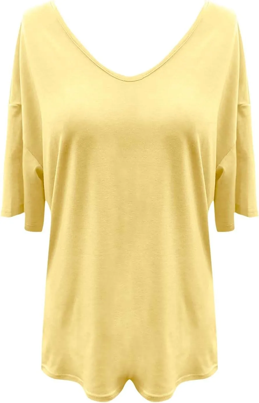 Tranquilm T Shirts, Tranquilm Women's Solid Color V-Neck Casual 2025 Summer Short Sleeve Loose Fit Tees Casual Tops