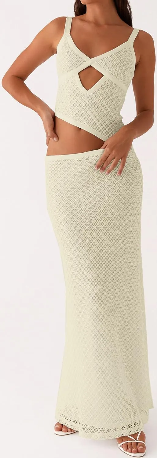 Women Spaghetti Strap Cut Out Maxi Dress Sleeveless V-Neck Backless Hollow Dress Elegant Bodycon Cocktail Dresses