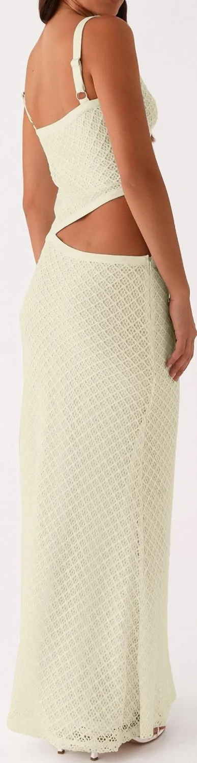 Women Spaghetti Strap Cut Out Maxi Dress Sleeveless V-Neck Backless Hollow Dress Elegant Bodycon Cocktail Dresses