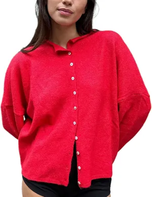 Women Y2k Long Sleeve Crop Cardigan Knitted Solid Color Fuzzy Button Down Sweater Shirt Teen Girls Clothes