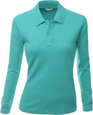 Women's Luxurious Solid Long Sleeves PK Polo Shirt
