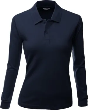 Women's Luxurious Solid Long Sleeves PK Polo Shirt